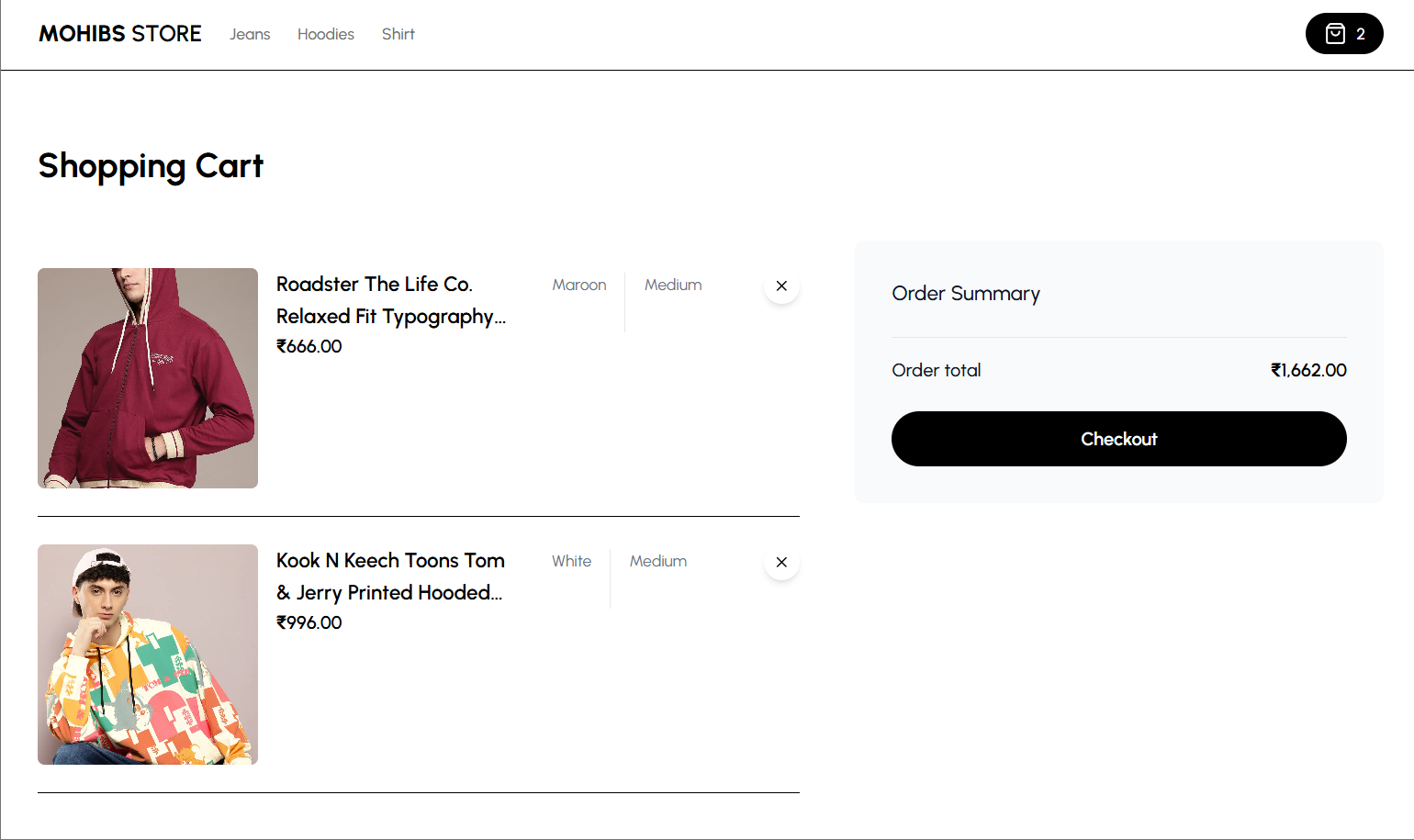 Mohibs Store admin dashboard